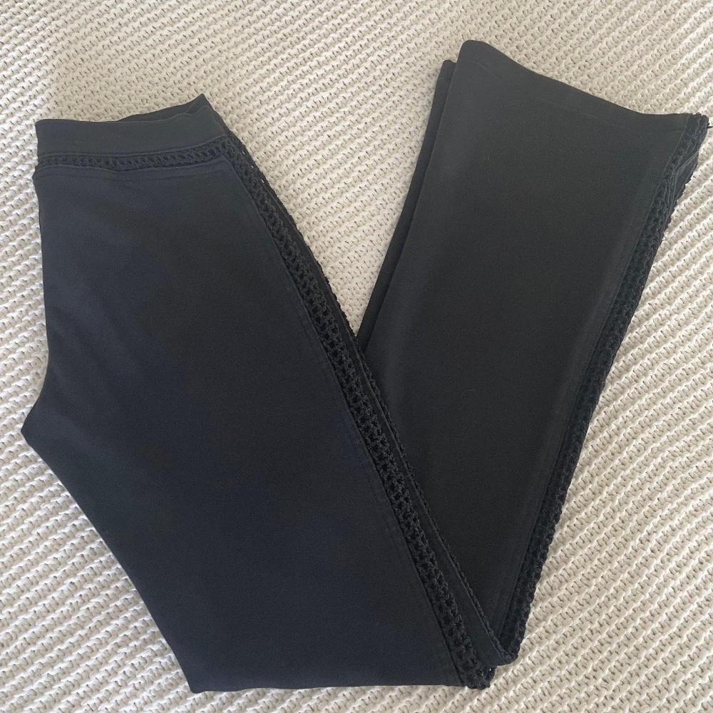 Rui Motta, black stretch pants w/see-through knit side mesh. Size 38 Brazilian.